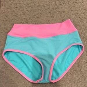 NWOT LainSnow Pink and Blue High-Waisted Bikini Bottoms 0009